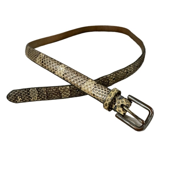 J. Crew Women’s Genuine Leather Belt Chic Snakeskin Print Sz Small 4/6 VTG Style - Picture 4 of 10